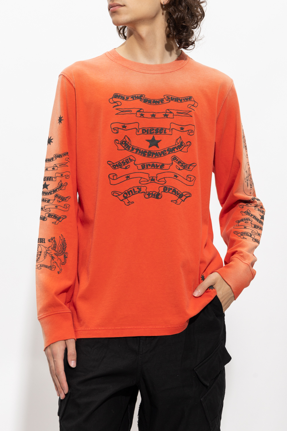 LS - Orange 'T - E3' T - shirt with long sleeves Diesel